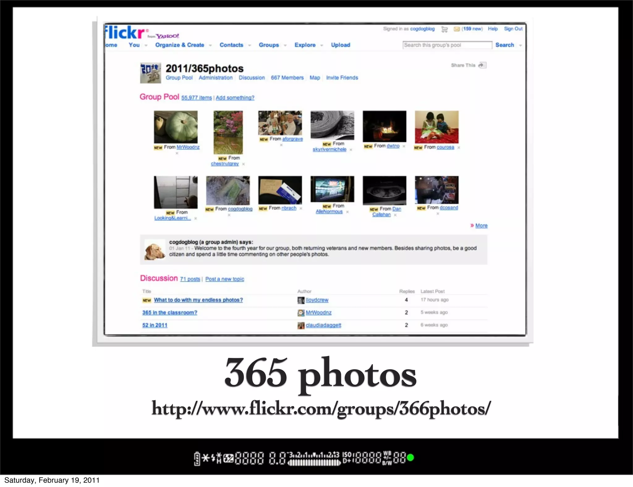 365 photos
                              http://www.flickr.com/groups/366photos/


Saturday, February 19, 2011
 