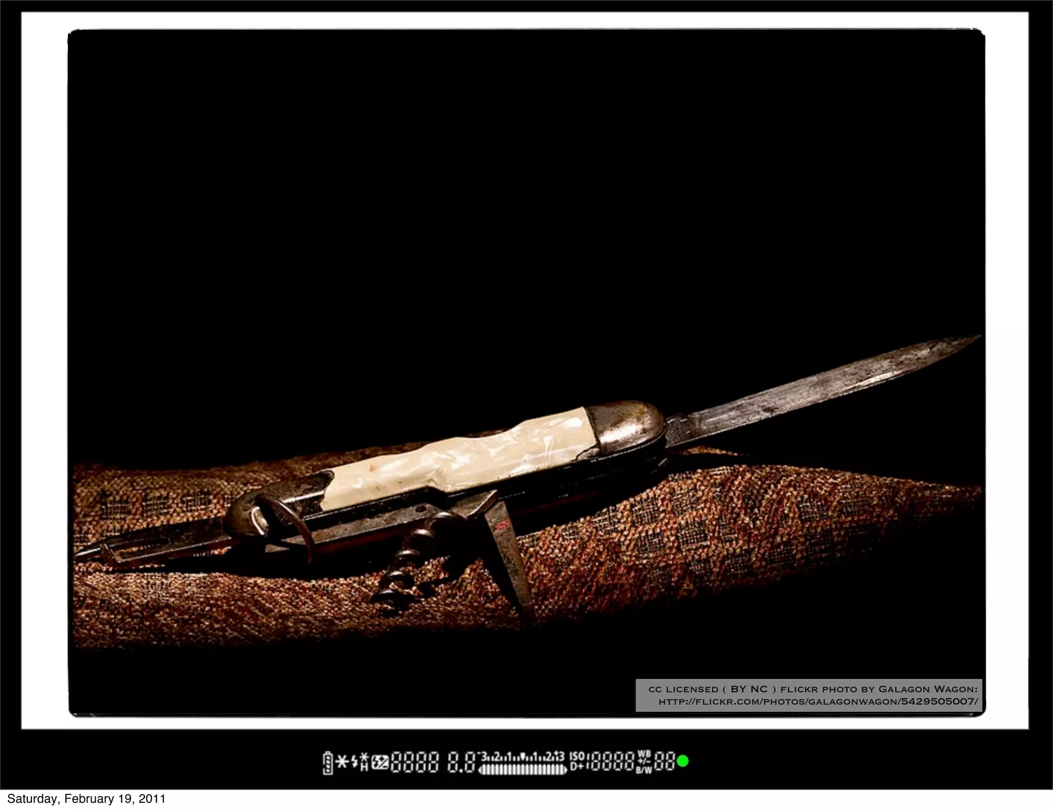 cc licensed ( BY NC ) flickr photo by Galagon Wagon:
                               http://flickr.com/photos/galagonwagon/5429505007/




Saturday, February 19, 2011
 