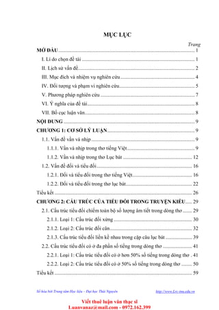Th s17.021 cấu trúc và chức năng của tiểu đối trong truyện kiều | PDF