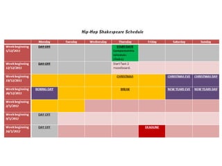THSC Schedule