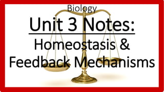 Biology
Unit 3 Notes:
Homeostasis &
Feedback Mechanisms
 