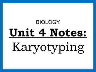 BIOLOGY
Unit 4 Notes:
Karyotyping
 