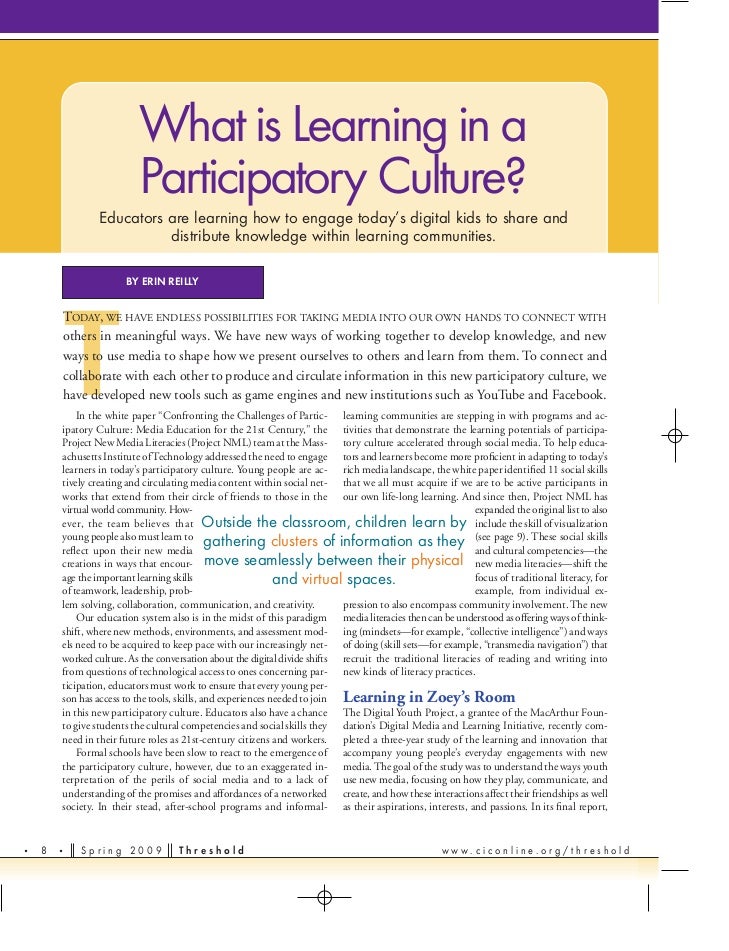 What is Learning in a Participatory Culture?