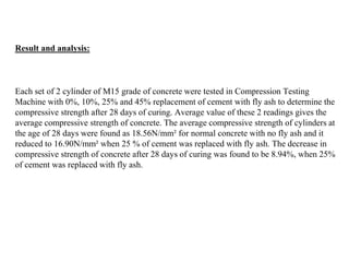 COMPARATIVE STUDY ON COMPRESSIVE STRENGTH OF FLY ASH CONCRETE | PPTX