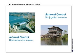 07/ Internal versus External Control




                                       External Control
                                       Subjugation to nature




Internal Control
Dominance over nature
 