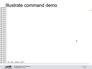 Illustrate command demo




   Architecting the Future of Big Data
                                         Page 16
   © Hortonworks Inc. 2011
 