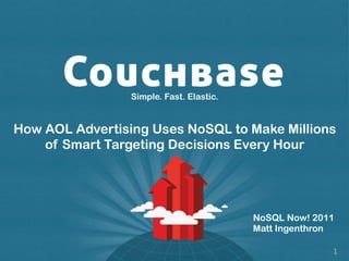 Simple. Fast. Elastic.


How AOL Advertising Uses NoSQL to Make Millions
    of Smart Targeting Decisions Every Hour




                                          NoSQL Now! 2011
                                          Matt Ingenthron

                                                        1
 