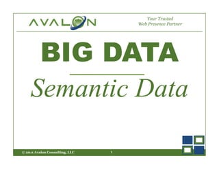 Your Trusted
                                    Web Presence Partner




          BIG DATA
    Semantic Data
© 2011 Avalon Consulting, LLC   1
 
