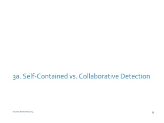 3a. Self-Contained vs. Collaborative Detection 
Security Bootcamp 2014 23 
 