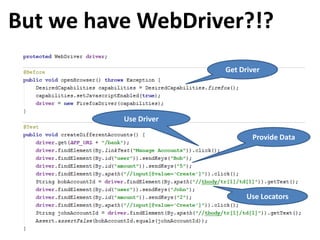 Thucydides – next generation acceptance testing with WebDriver | PPT