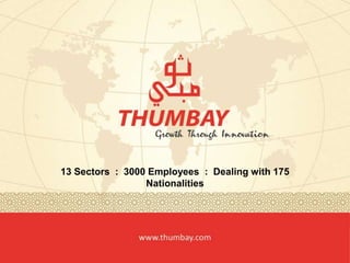 13 Sectors : 3000 Employees : Dealing with 175 
Nationalities 
 