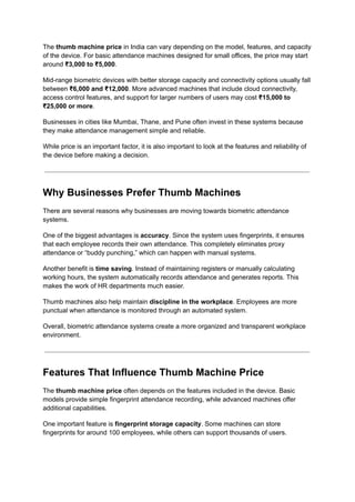 Thumb Machine Price: A Practical Guide.. | PDF