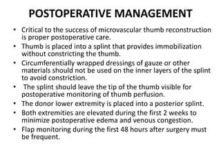 Thumb reconstruction by microvascular methods