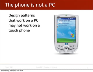 P."'A.-&"'$#'&-('+'GI
            !"#$%&'A+[")&#'
            (.+('<-)V'-&'+'GI'
            0+='&-('<-)V'-&'+'
            (-/,.'A.-&"'




     February 18, 2011         Raizlabs © 2010 • Proprietary and Confidential
                                                                                14

Wednesday, February 23, 2011
 