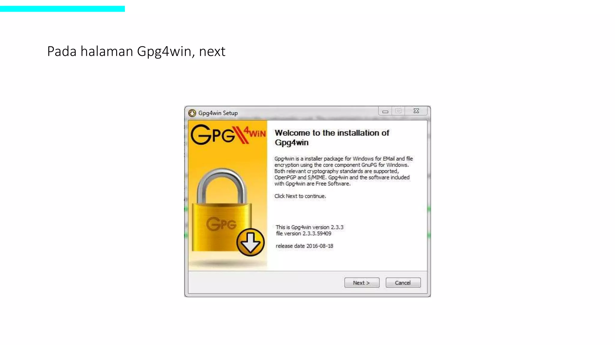 Pada halaman Gpg4win, next
 