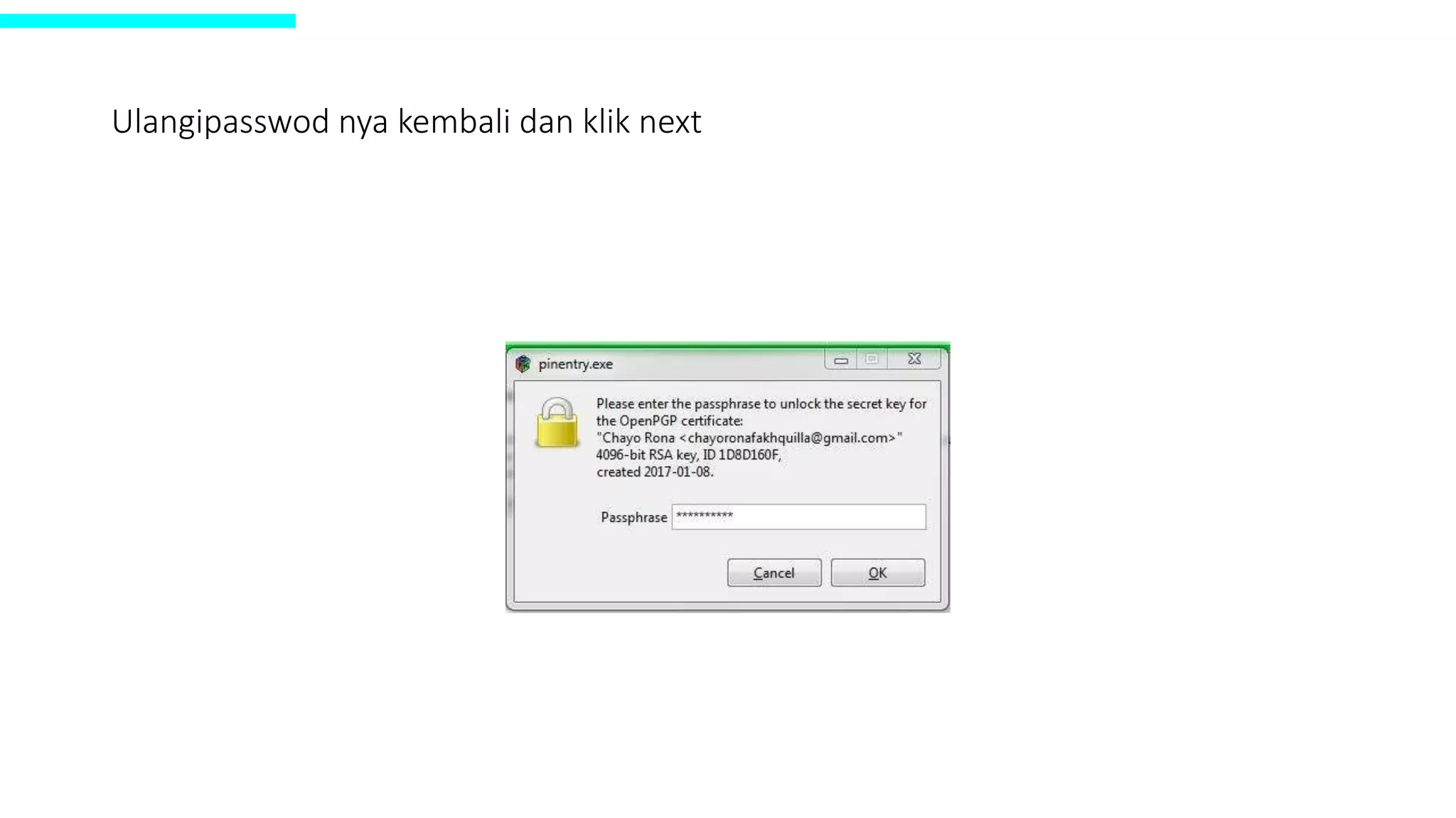 Ulangipasswod nya kembali dan klik next
 