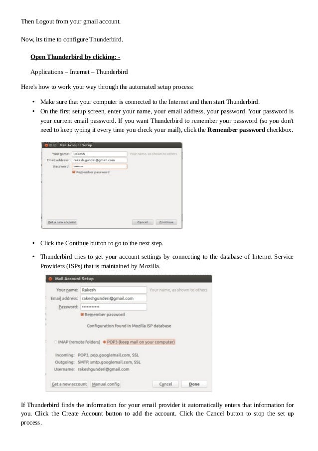 Thunderbird Email Configuration