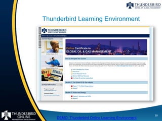 Thunderbird Learning Environment




                                                    18
    DEMO: Thunderbird Online L...