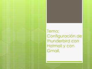 Tema: 
Configuración de 
thunderbird con 
Hotmail y con 
Gmail. 
 