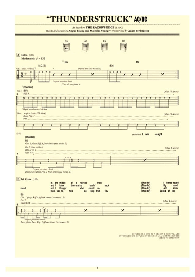 AC/DC tablatura e partitura de Thunderstruck