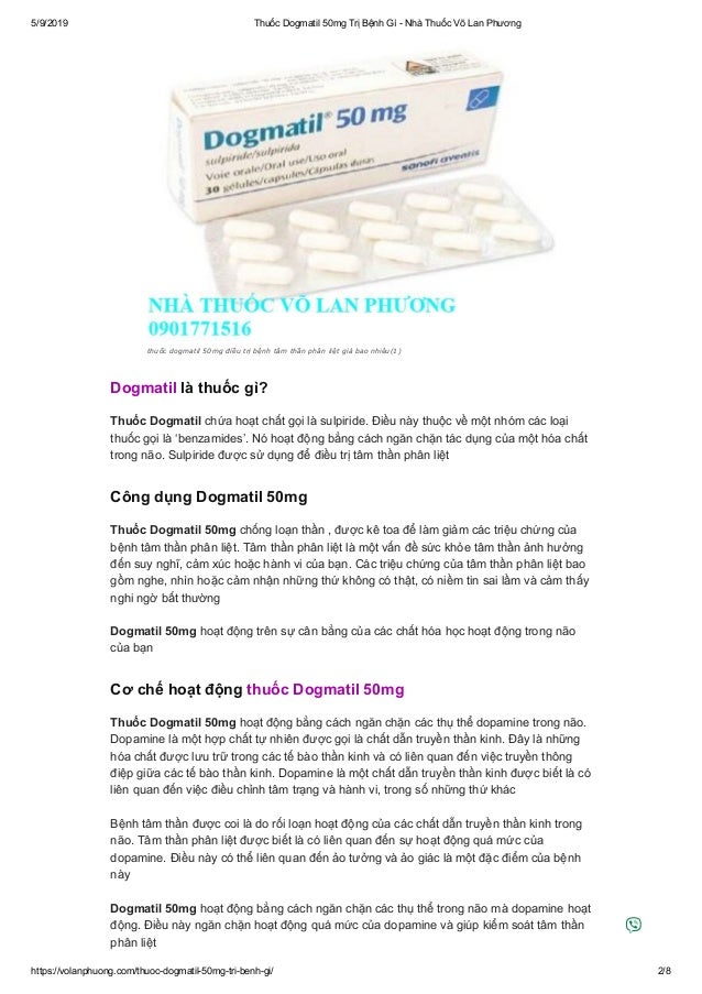 Thuoc dogmatil 50mg tri benh gi Nha thuoc vo lan phuong