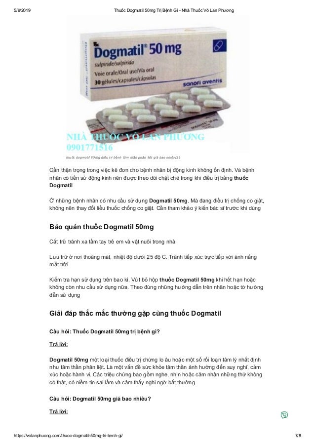 Thuoc dogmatil 50mg tri benh gi Nha thuoc vo lan phuong