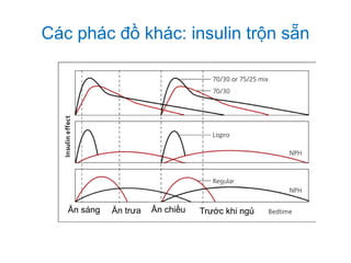 Các phác đồ khác: insulin trộn sẵn
Ăn sáng Ăn trưa Ăn chiều Trước khi ngủ
 