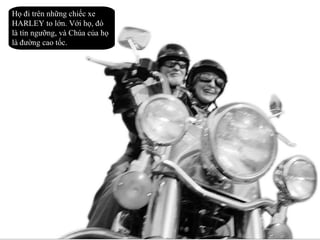 Họ đi trên những chiếc xe HARLEY to lớn. Với họ, đó là tín ngưỡng, và Chúa của họ là đường cao tốc. 