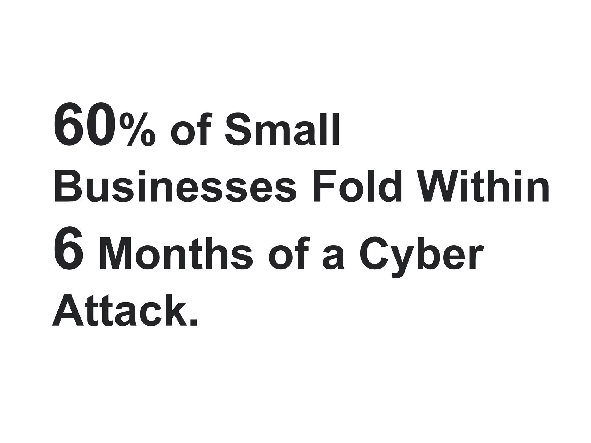 60% of Small Businesses Fold Within 6 Months of a Cyber Attack. 