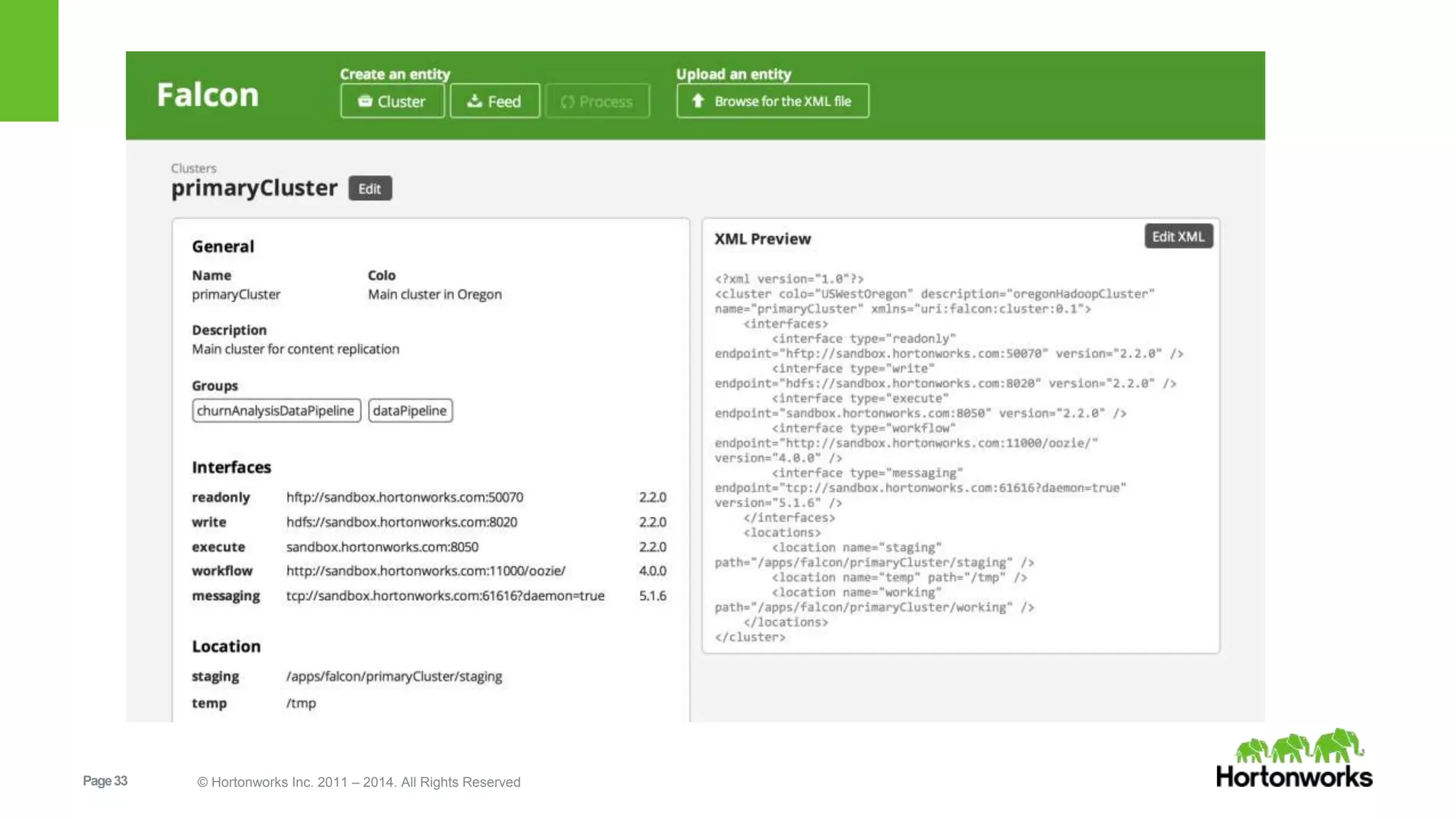 Page33 © Hortonworks Inc. 2011 – 2014. All Rights Reserved
 