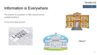 Information is Everywhere
The answer to a question is often spread across
multiple locations.
In the real estate domain:
3
Others?
 