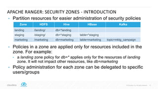 © Cloudera, Inc. All rights reserved. 22© Cloudera, Inc. All rights reserved.
APACHE RANGER: SECURITY ZONES - INTRODUCTION...