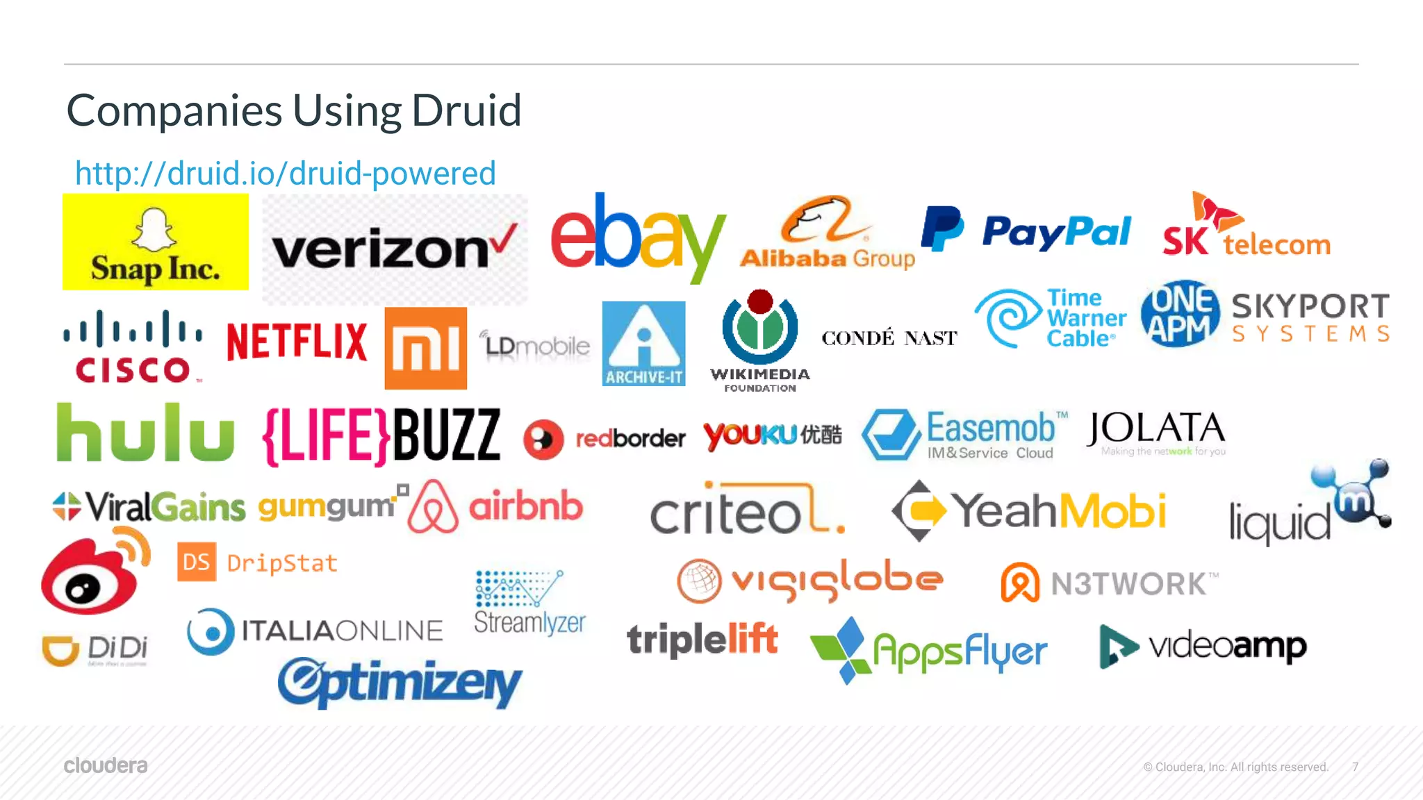 © Cloudera, Inc. All rights reserved. 7
Companies Using Druid
http://druid.io/druid-powered
 