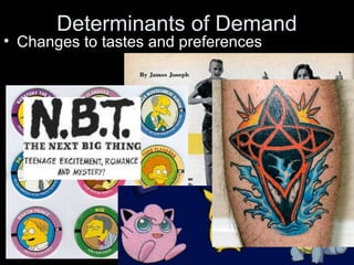 Determinants of Demand
• Changes to tastes and preferences
 