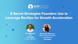 Shreenidhi Shivkumar
Head of Implementation
and Solutions
Everstage
6 Secret Strategies Founders Use to
Leverage RevOps for Growth Acceleration
Siva Rajamani
CEO
Everstage
@ siva_rajamani
1
 