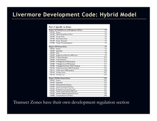 Livermore Development Code: Hybrid Model




Transect Zones have their own development regulation section
 