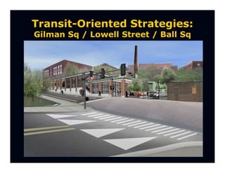 Transit-Oriented Strategies:
Gilman Sq / Lowell Street / Ball Sq
 