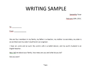 WRITING SAMPLE