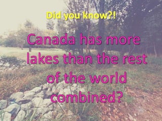 Canada has more
lakes than the rest
of the world
combined?
 