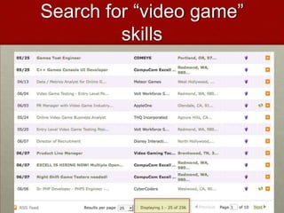 Search for “video game” skills