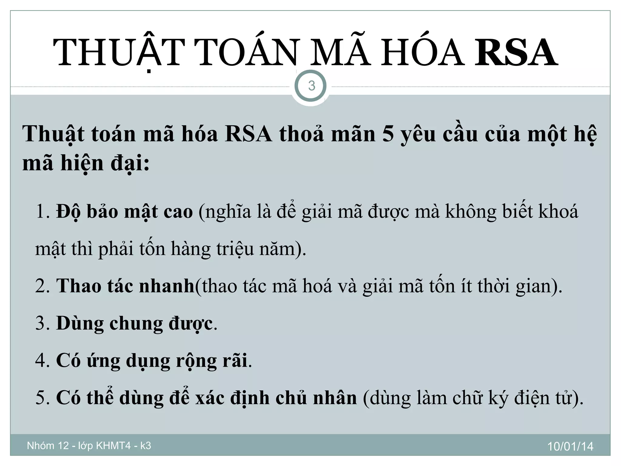 Thuật toán mã hóa rsa | PPT