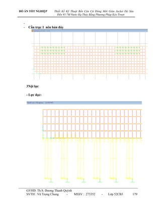 ĐỒ ÁN TỐT NGHIỆP          Thiết Kế Kỹ Thuật Bến Căn Cứ Đóng Mới Giàn Jacket Độ Sâu
                      .     Đến 95.7M Nước Hạ Thủy Bằng Phương Pháp Kéo Trượt


  -
  -    Cần trục 1 nên bản đáy




      3Nội lực

      - Lực dọc:




      GVHD: Th.S. Dƣơng Thanh Quỳnh
      SVTH : Vũ Trọng Chung     -   MSSV : 273352          -    Lớp 52CB3        179
 