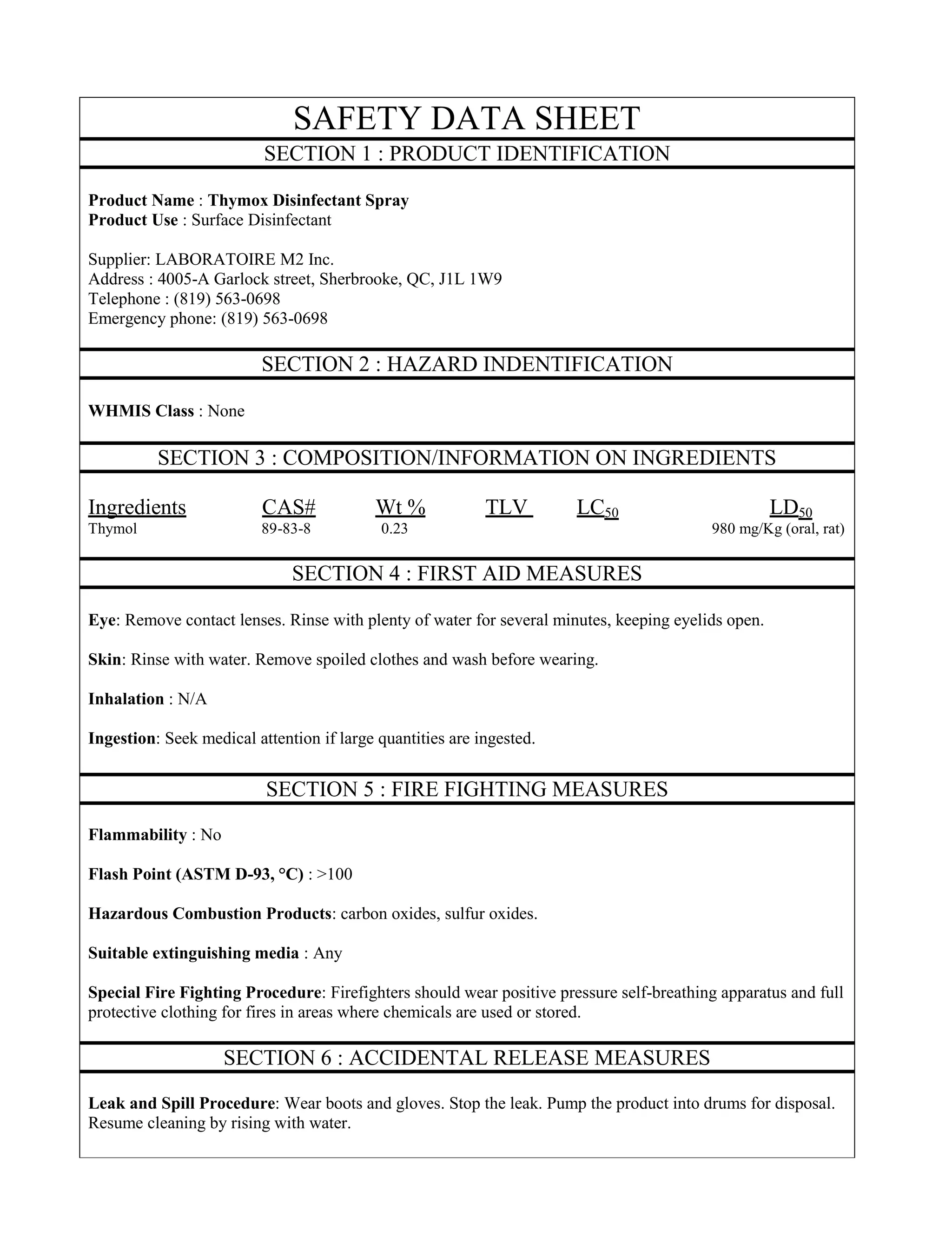 Thymox disnfectant-spray-sds-en-v1-1-4-juillet-2013 | PDF