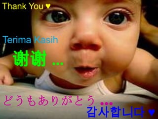 Thank You ♥


Terima Kasih

  谢谢 …

どうもありがとう …
       감사합니다 ♥
 