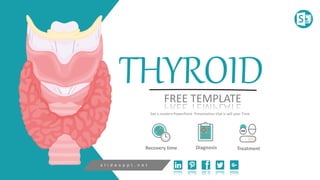 THYROID
FREE TEMPLATE
Get a modern PowerPoint Presentation that is will your Time.
s l i d e s p p t . n e t
Recovery time Diagnosis Treatment
 