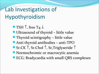 Lab Hypothyroid Thyroid disorders | PPT