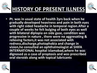 HISTORY OF PRESENTING ILLNESS
• He was also reffered to medical specialist to rule
out thyroid disease as he was also comp...