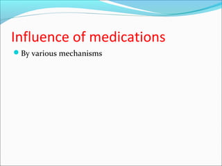Influence of medications
By various mechanisms
 