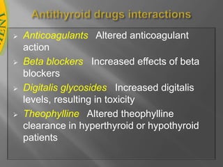 Carbimazole and PTU are taken with meals (to minimize GI irritation) and with same amount of food to facilitate uniform absorption. 
