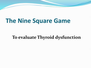 The Nine Square Game
To evaluate Thyroid dysfunction
 